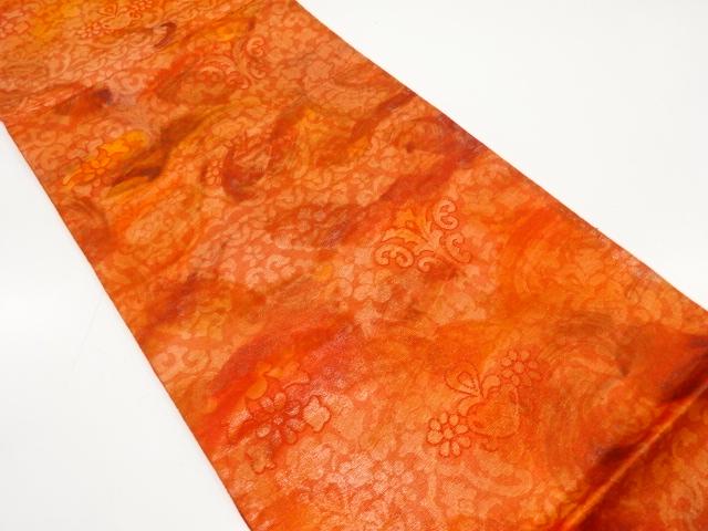 JAPANESE KIMONO / ANTIQUE FUKURO OBI / SILK / WOVEN FLOWER CREST